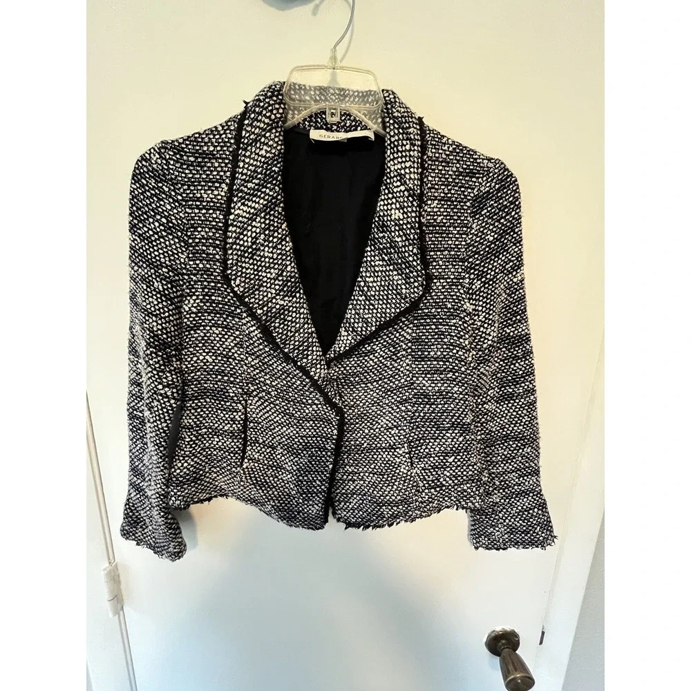 Chic Black and White Tweed Blazer